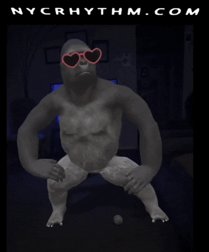 a picture of a gorilla with nycrhythm.com in the corner