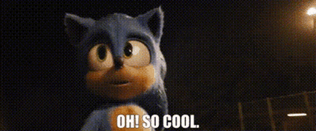 a close up of a cartoon character with the words `` oh so cool '' .