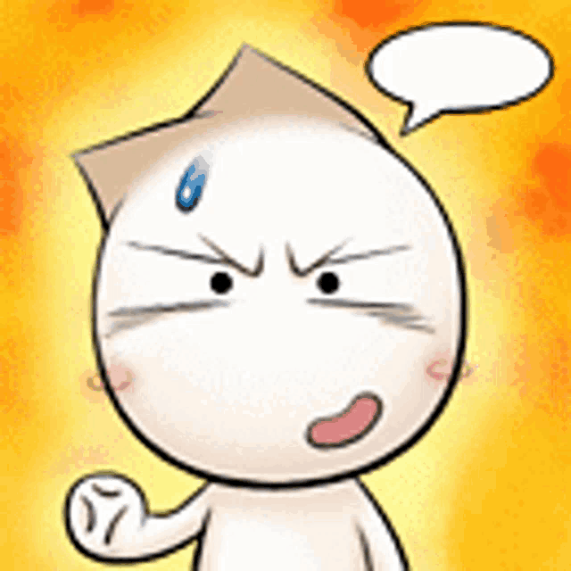 a cartoon character with a speech bubble above his head