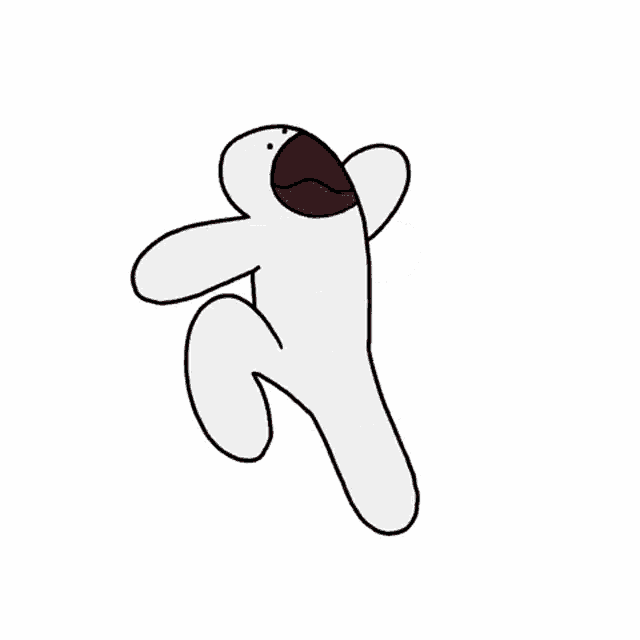 a cartoon of a white person with a red mouth and arms .