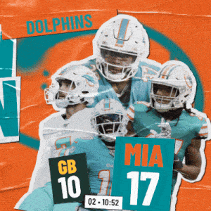 a collage of dolphins players including miami 17 and gb 10