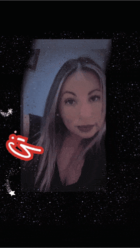 a picture of a woman with the word giselle written in red