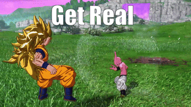 a video game scene with the words get real written on the bottom