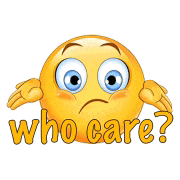 a cartoon smiley face with the words who care written on it