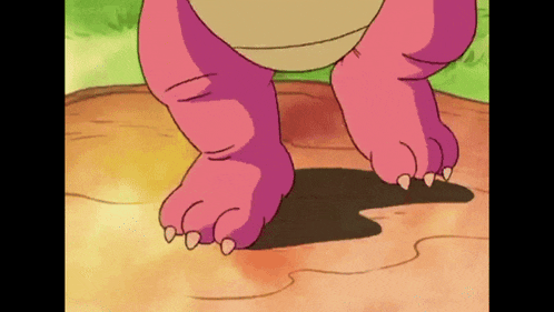 a close up of a cartoon dinosaur 's feet and claws
