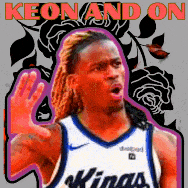 a poster with a basketball player and the words keon and on above him