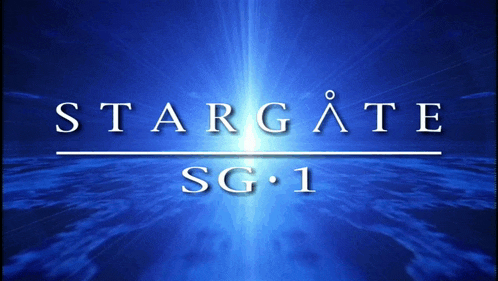 a blue background with the words stargate sg 1 in white