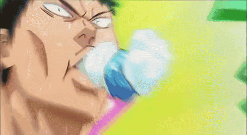 a man is drinking water from a bottle with a cat paw on it .