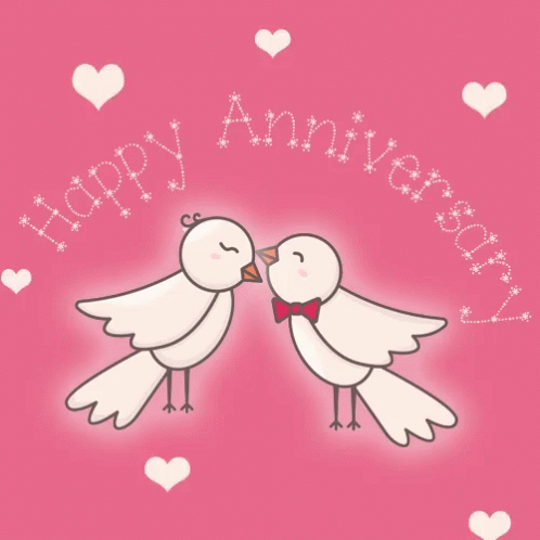 Happy Anniversary Love Birds GIF - Happy Anniversary Love Birds Kiss GIFs