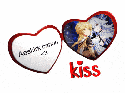 a couple of hearts that say kiss and aeskirk canon < 3