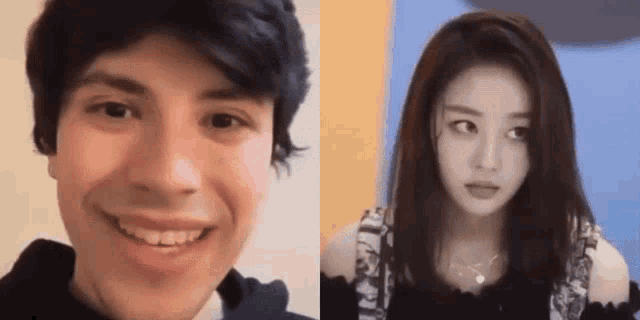 a man and a woman are smiling for the camera .