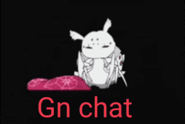 a black background with a cartoon character and the words gn chat in red