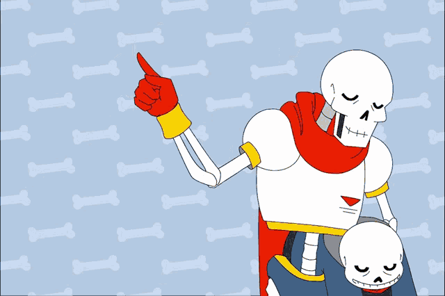 a cartoon drawing of a skeleton giving a thumbs up