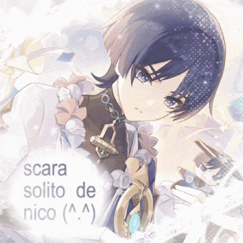 a picture of a boy with the words scara solido de nico written below him