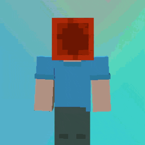 a pixel art of a person with a blue shirt