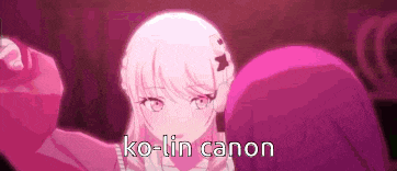 a girl with white hair is standing next to a pink girl with purple hair .