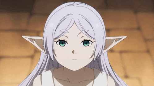 a girl with long white hair and elf ears