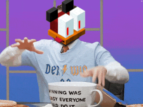 a man wearing a shirt that says der win is holding a cup that says winning was easy everyone would do it