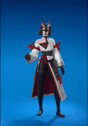 a woman with horns is wearing a kimono and holding a sword