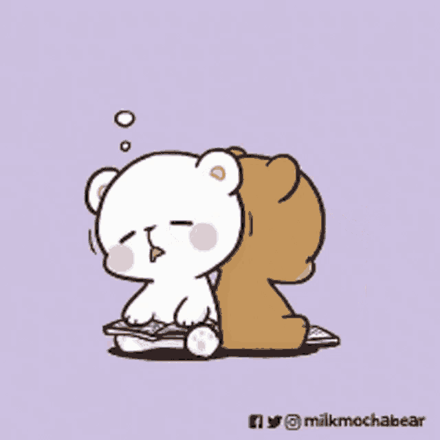 a cartoon of a bear laying on a bed with a bag of ice on its head .