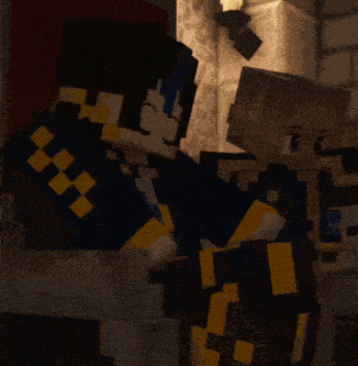 two minecraft characters standing next to each other