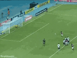 a soccer game is being played in a stadium with a guarana banner on the sidelines