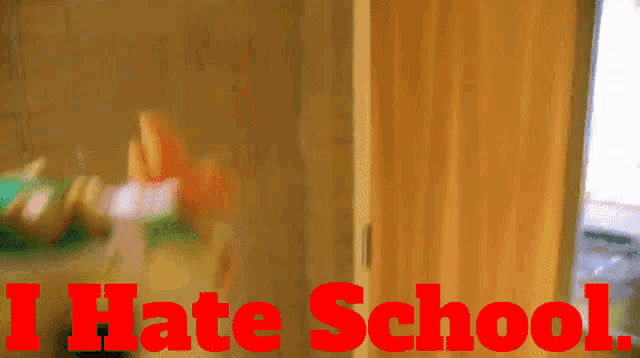 a blurred image with the words " i hate school " on it