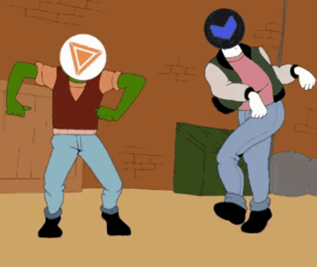 a cartoon of a man with a triangle on his head