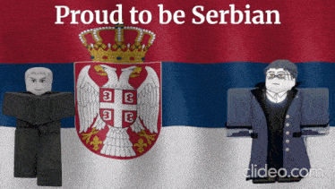 a poster that says proud to be serbian with two figures