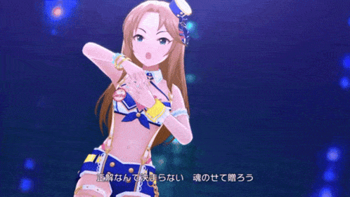a girl in a bikini is wearing a hat that says ' sss ' on it