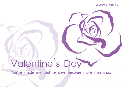 a valentine 's day card with purple roses and the words " you 've made my routine days become more meaning ... "