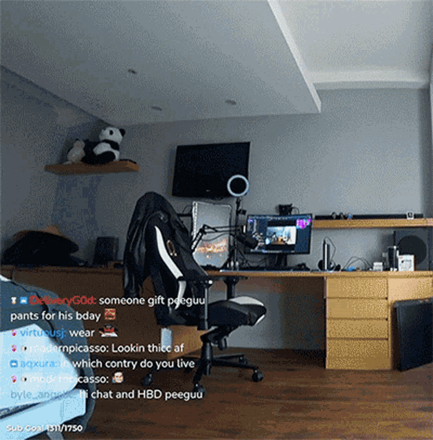 a room with a desk and a chair with the words deliverygod someone gift peeguu on the bottom