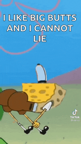 a cartoon of a spongebob squarepants character with big butts and a condom on his head .