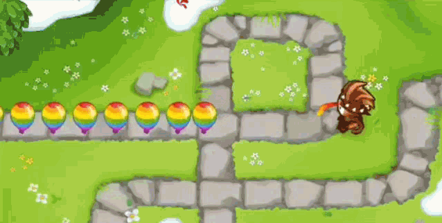 a cartoon of a monkey playing a game with snowflakes and balloons