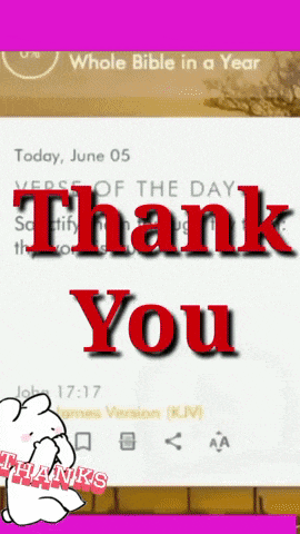 a screenshot of a whole bible in a year app that says thank you