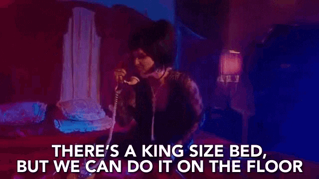 Theres A King Size Bed We Can Do It On The Floor GIF - Theres A King Size Bed We Can Do It On The Floor Telephone GIFs