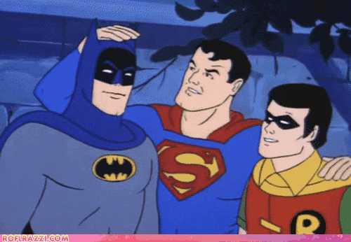 a cartoon of batman superman and robin with the website roferrazzi.com in the corner