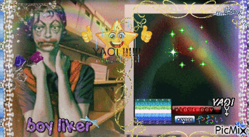 a picture of a man with the words boy liker written on it