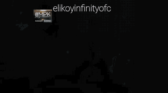 a man is holding a guitar in front of a sign that says elikoyinfinityofc