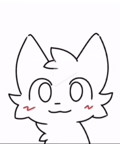 a black and white drawing of a cat 's face with a slight smile .