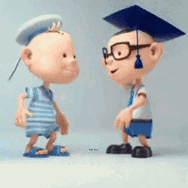 two cartoon characters giving each other a high five with the words high five below them