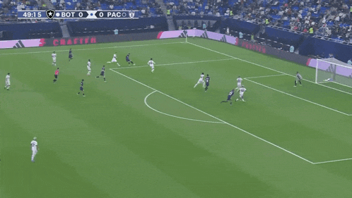 a soccer game between bot and paco is going on