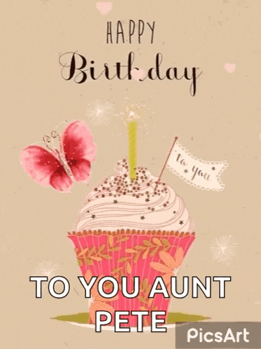 a birthday card with a cupcake with a candle on top