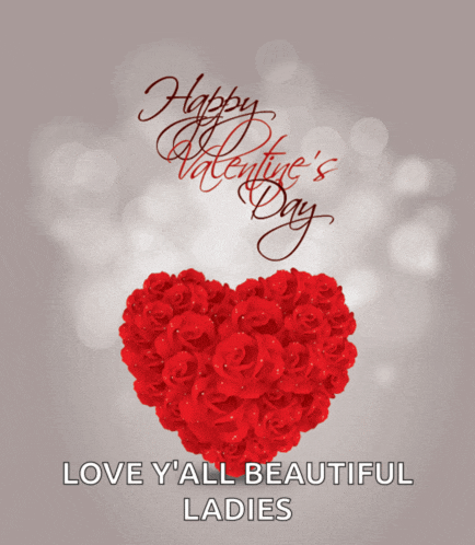 a valentine 's day greeting card with a heart made of red roses