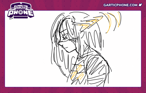a drawing of a girl with a gartic phone logo behind it
