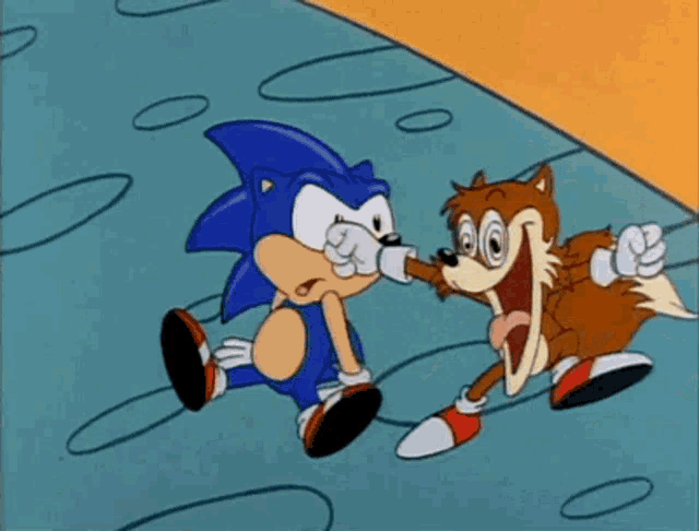 a cartoon of sonic the hedgehog and tails