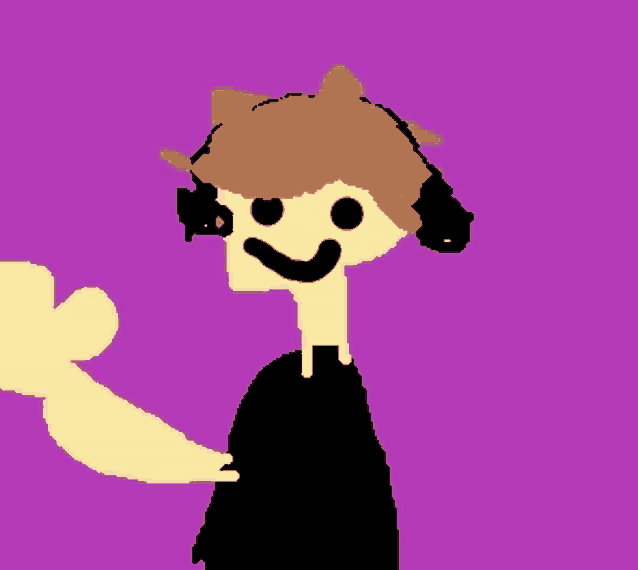 a cartoon of a person wearing headphones and a black shirt