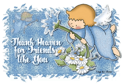 a thank heaven for friends like you card with an angel