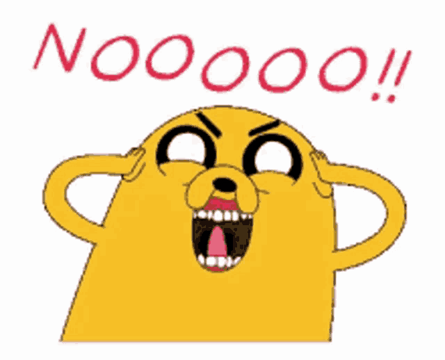 a cartoon character with a surprised look on his face and the word noooo written above him