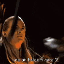 a close up of a person 's back with the words `` hop on baldurs gate 3 '' written on it